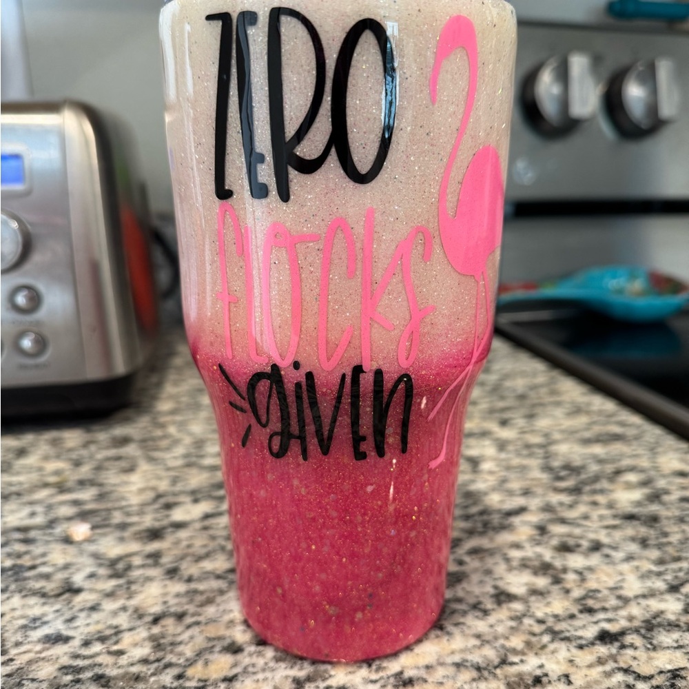 Pink Glitter Flamingo Tumbler